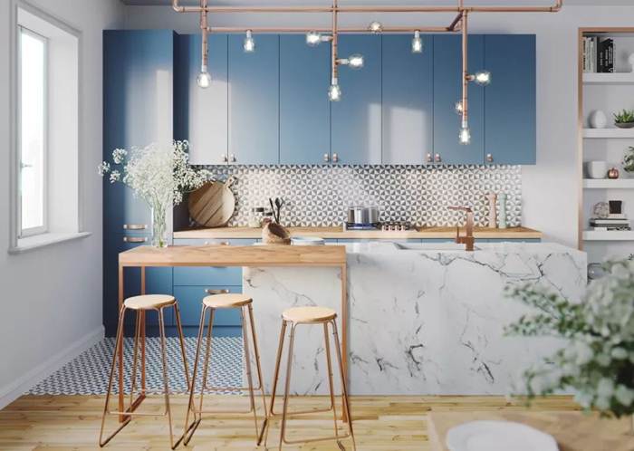 Những mẫu thiết kế nhà bếp đẹp và tuyệt vời với tông màu xanh